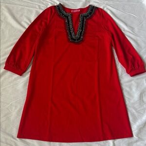 Maternal America Red Dress with Beaded Detail